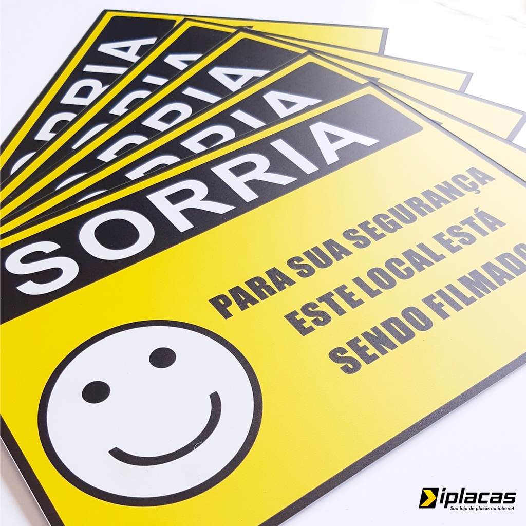 Kit 5 Placas Sorria Você Está Sendo Filmado Comercio Cftv