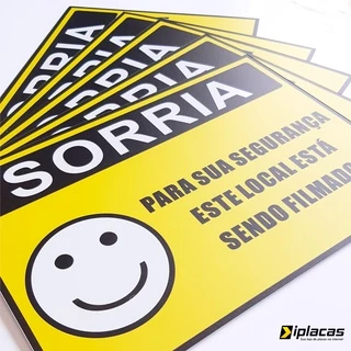 Kit 5 Placas Sorria Você Está Sendo Filmado Comercio Cftv