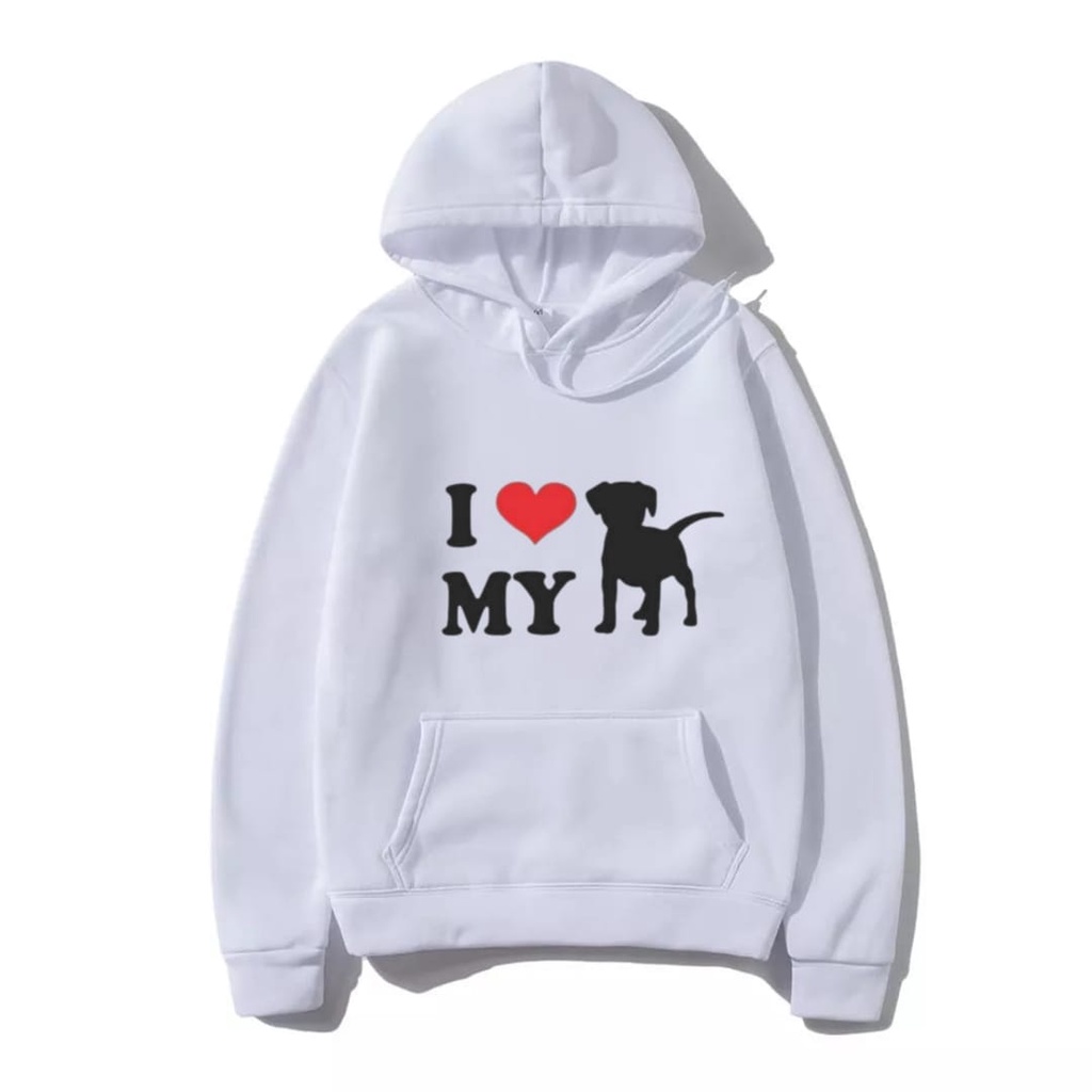 Casaco Moletom Canguru Eu Amo Meu Dog Cachorro Pets Blusa de Frio