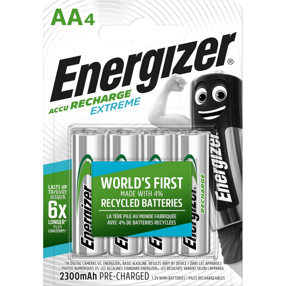 4 Pilhas AA Recarregáveis Energizer 1500 recargas, 2300 mAh | Shopee Brasil