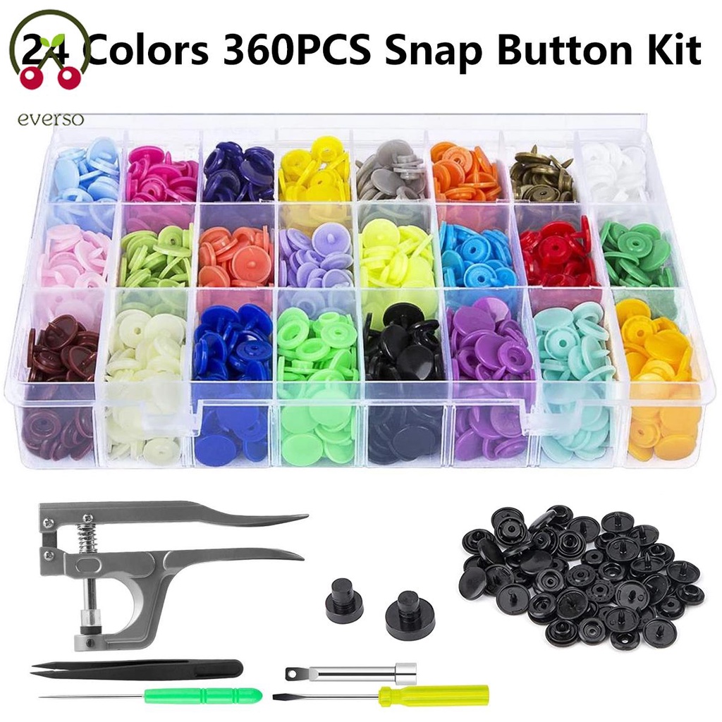 364pcs Snap Button Kit with 360 Snap Buttons/Hand Press Pliers