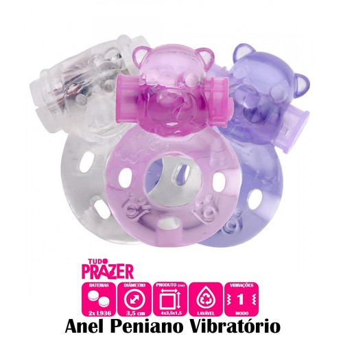 Anel Peniano Ursinho Vibrador - Silicone