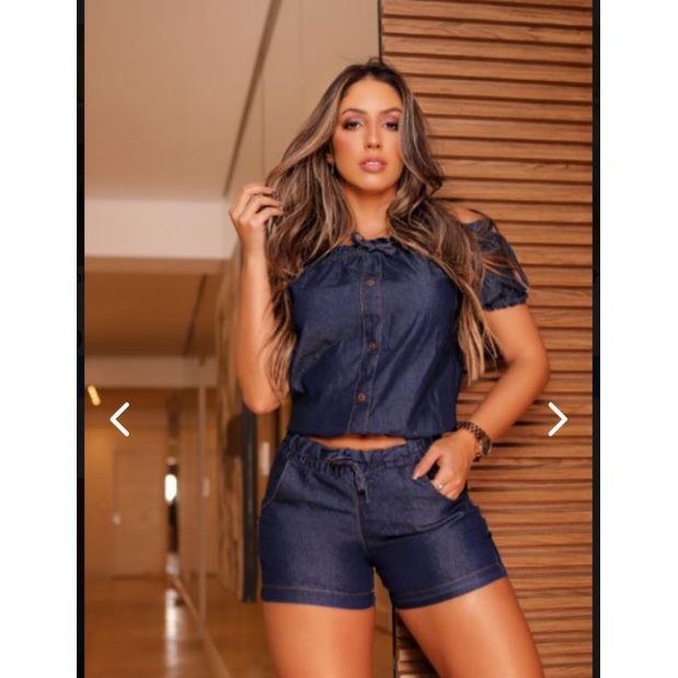 Conjunto short jeans e best sale blusa feminino