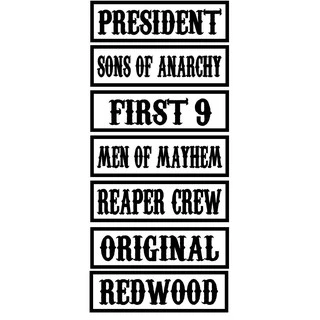 Patche Tarjeta Identificação Tarja Sons of Anarchy Personalizado 3x10 cm Redwood, Men of Mayhem, Motociclista, First 9, Reaper Crew, President