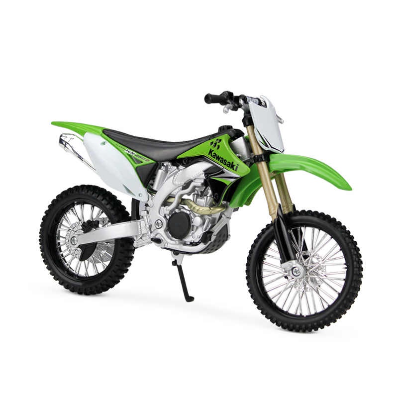 Moto de Ferro Trilha Miniatura Kawasaki KX 450F 1:12 na Caixa Maisto