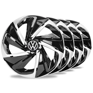 Jogo 4 Calotas Nitro Aro 14 Black Silver Vw Gol G1 G2 G3 G4 G5 G6 Up