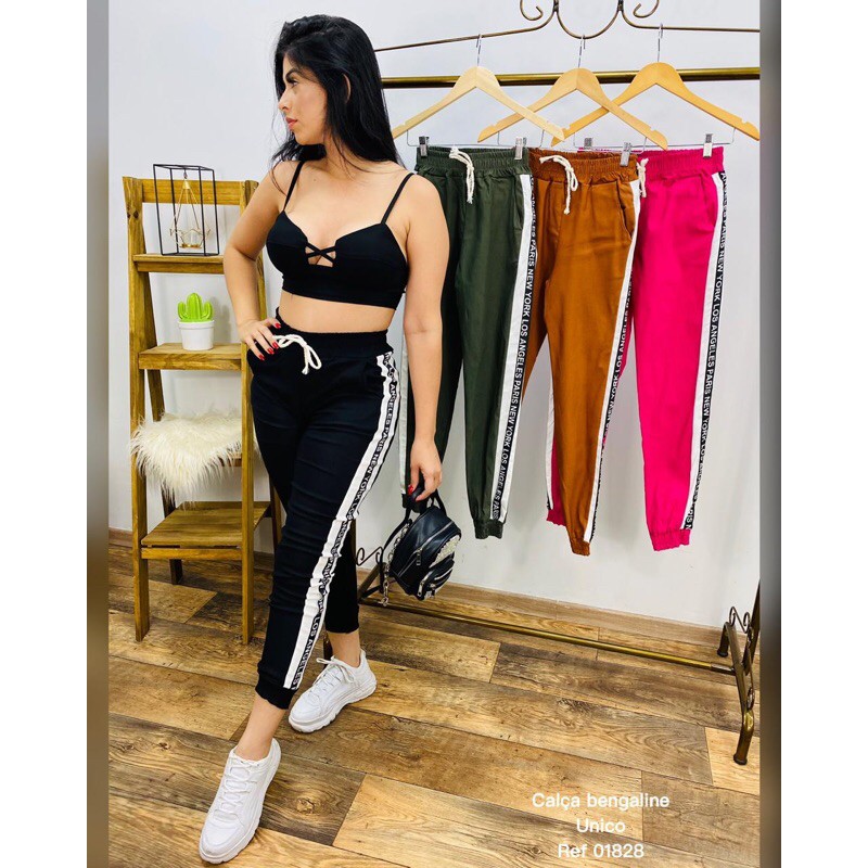 Calça jogger listra hot sale lateral