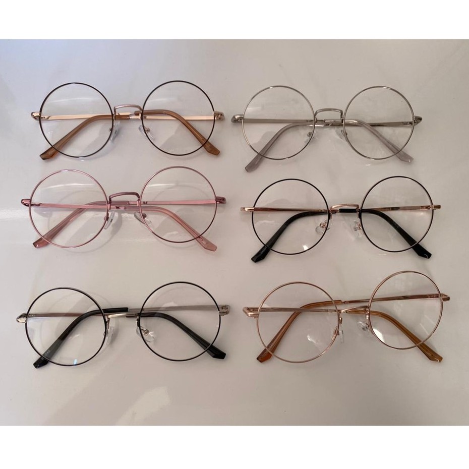 Armação Óculos Redondo Sem Grau Metal Unisex Envio Imediato transparente