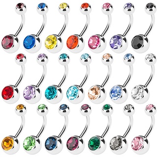 Kit 12 PCs Piercing de Umbigo 2 pedras Aço Inoxidável