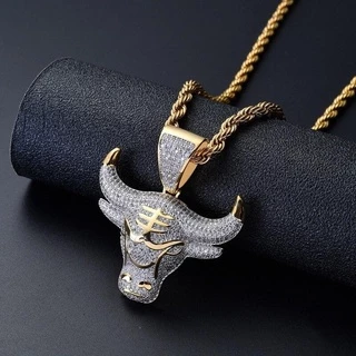 Colar De Touro De Hip Hop Fashion Rhinestone Para Homens