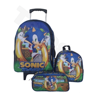 Kit Mochila Infantil Escolar Sonic Runners com Rodinhas - Chic Outlet -  Economize com estilo!