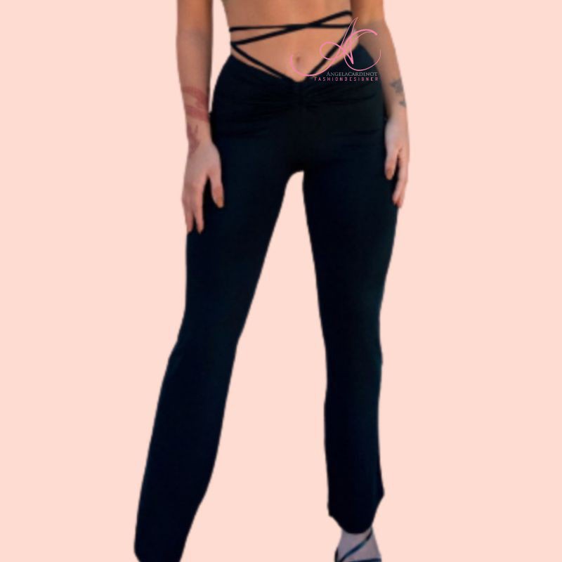 Kit 2 Calças Legging Feminina Cintura Alta 8cm Confortavel Preto