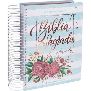 Biblia Sagrada Jornada Espiral NAA Letra Grande Capa Aquarela Azul