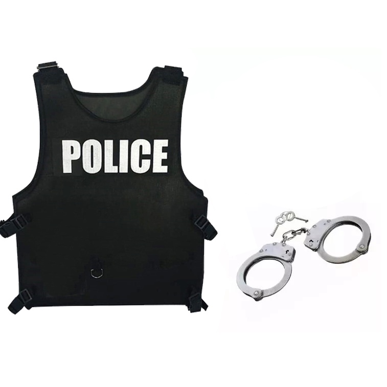 Fantasia De Policial Adulto Algema Colete 2 Peças