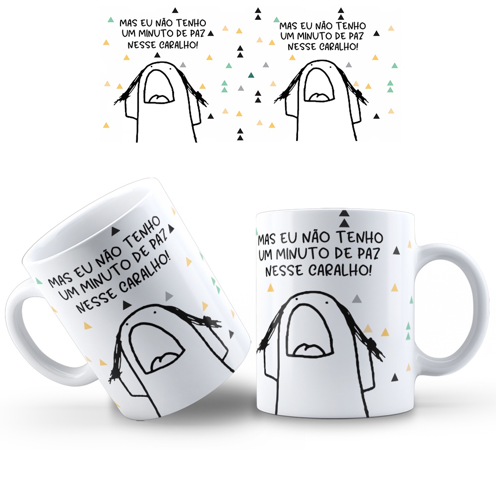 Caneca De Porcelana Meme/Sticker bonecos palito flork, não toque