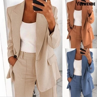 Yw Blazer Feminino De Cor Lisa Com Botões E Manga Comprida em Promoção na Shopee Yw Blazer Feminino De Cor Lisa Com Botões E Manga Comprida