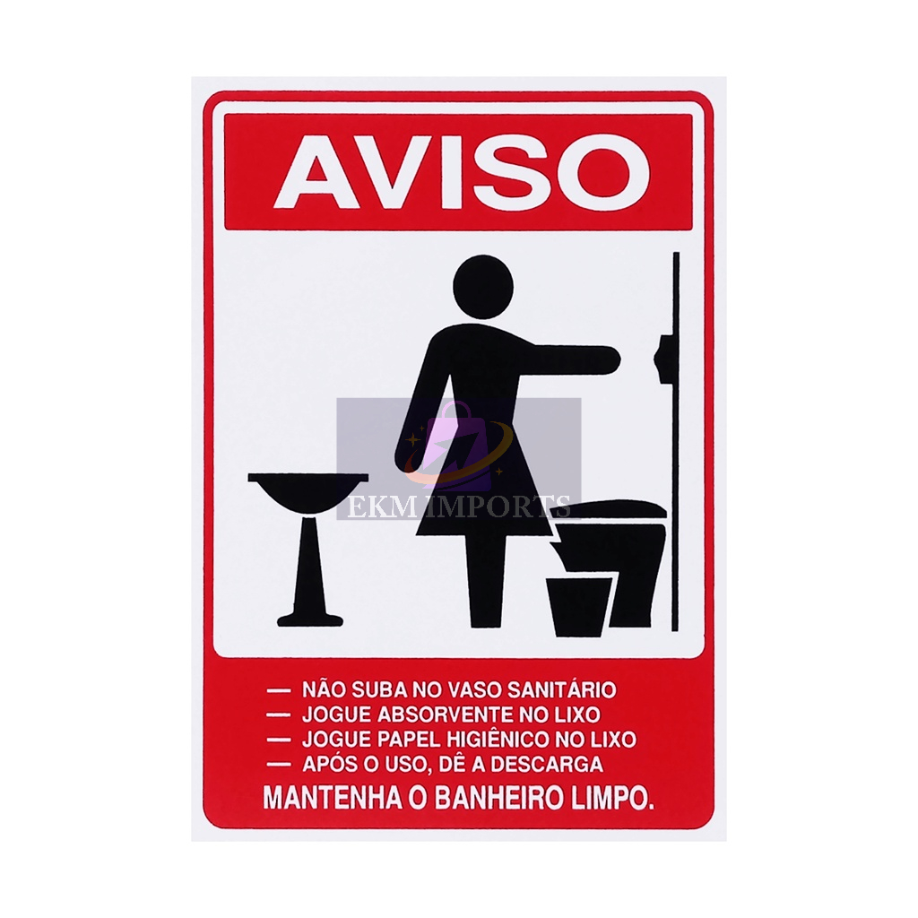 10 Placas - Aviso Não Jogue Papel No Vaso Sanitário 10x15