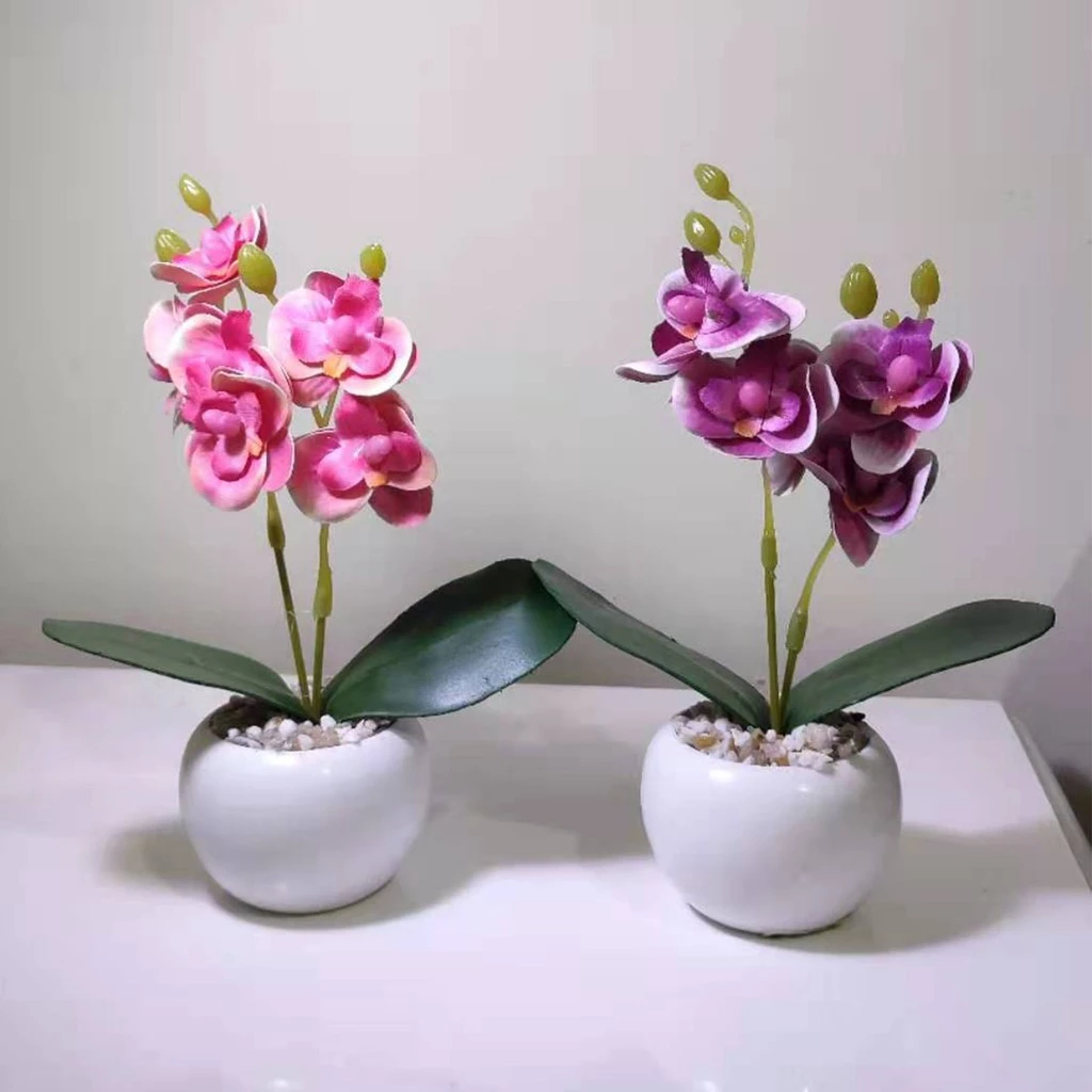 kit com dois (mini) vaso com orquídea artificiais altura 15cm!!!