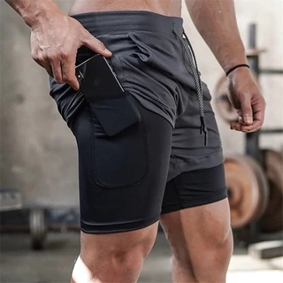 SUPERFLOWER Homens 2 Em 1 Calções De Corrida De Dupla Camada Quick Dry GYM Fitness Jogging Ciclismo Calças De Ginástica Esportiva