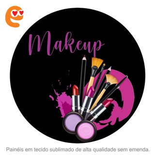 Painel Maquiagem Redondo Estampado em Tecido Malha