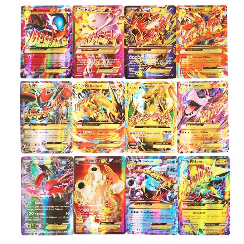 Kit 10 Cartas de jogo pokemon brinquedos mega ex versão em inglês nenhuma  repetição brilhante batalha carte negociação coleção cartão crianças  brinquedos presentes