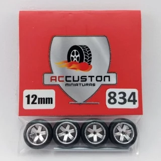 KIT RODAS E PNEUS DE BORRACHA AC CUSTON - 12mm - Perfil Baixo - Modelo 834