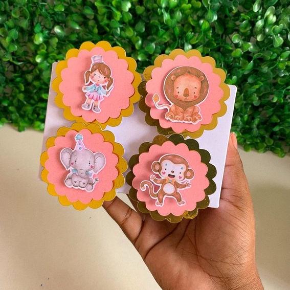 10 Aplique Tag 3D Circo Rosa Faço Todos os Temas | Shopee Brasil