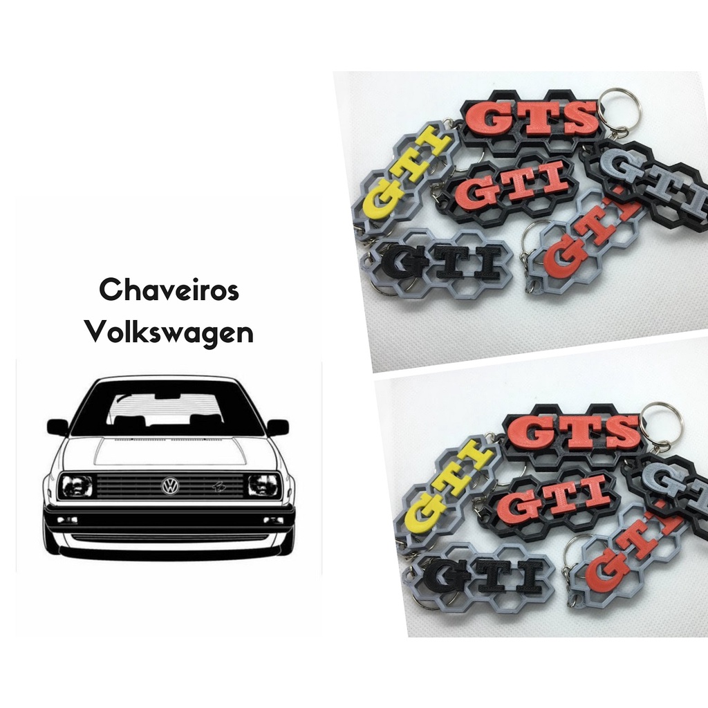 Chaveiro Volkswagen Gol GTI GTS GL BX Impressão 3D
