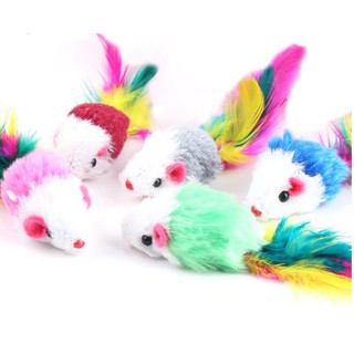Mini Ratinhos com penas coloridas Kit com 10 unidades