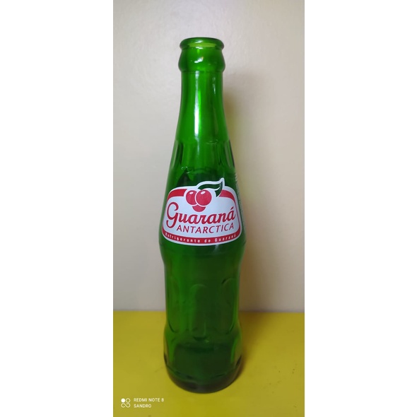 Garrafa de vidro verde guaraná Antárctica 290 ml para coleção ou canto gourmet