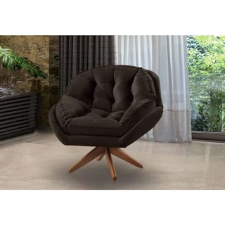 Poltrona Decorativa Califórnia base giratória 01 lugar Veludo marrom - Sofá Casa