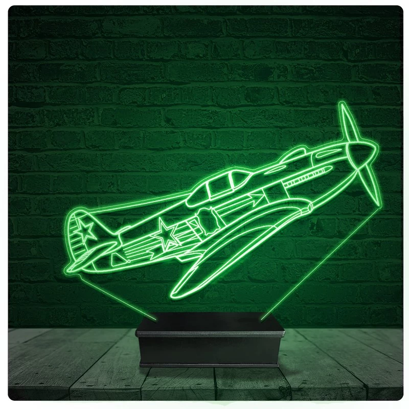 Luminária Abajur Acrílico Led - Avião Spitfire