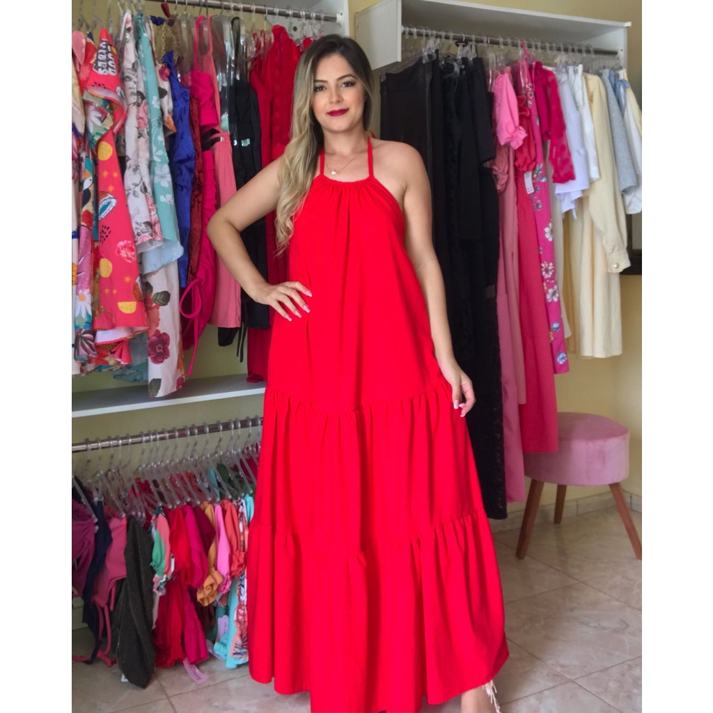 Vestido best sale vermelho solto