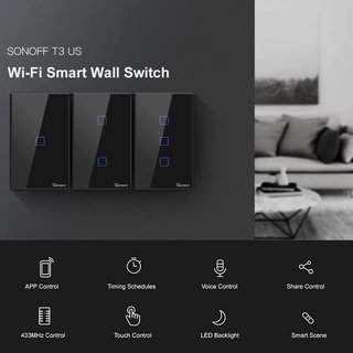 Sonoff Casa Inteligente TX T3 Eua 1/2/3 Gang Interruptor De Luz De Toque Sem Fio Painel Apoio Aplicativo De Tempo Alexa Inicial Do Google Ninho