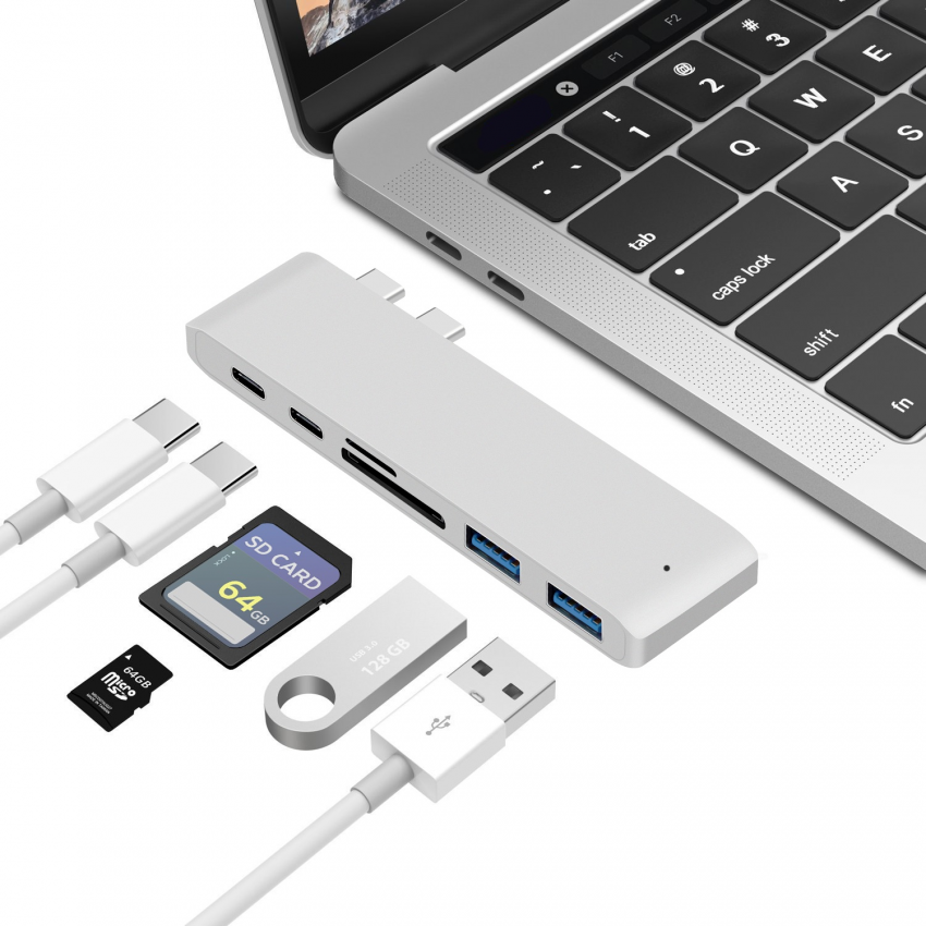 Adaptador HUB USB 3.0 Tipo-C Para HDMI TF SD De Transferência Rápida Aplicável Multiporta Macbook Notebook