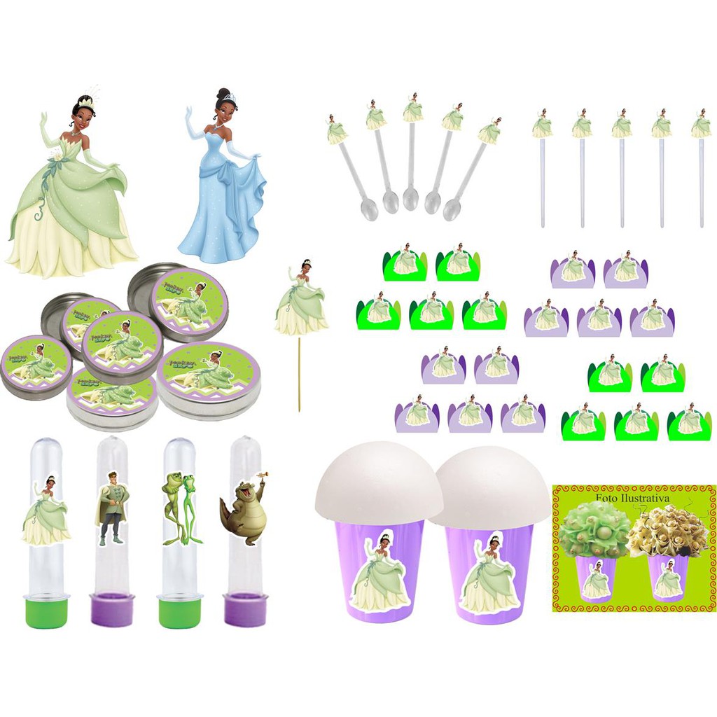 Kit festa A Princesa e o Sapo 99 peças (10 pessoas) | Shopee Brasil