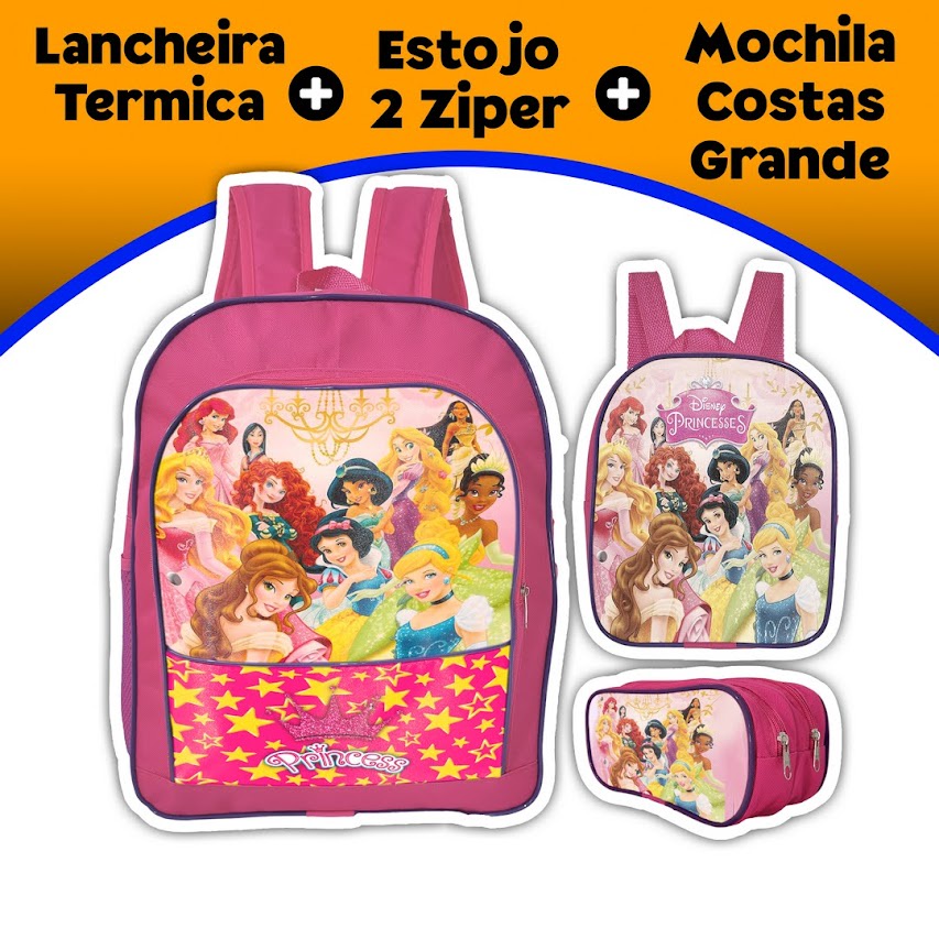 Lancheira Termica Infantil Escolar Princesa Forrada Bolsa