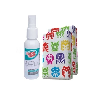 Kit Limpa Telas Tv Lcd Celular 120ml + 2 Esponjas Anti Risco Flash Limp
