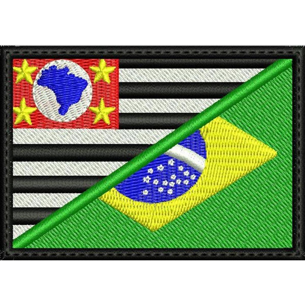 Patch Bordado Bandeira São Paulo Brasil Colorida Com Carrapicho Ou Sem Carrapicho Para