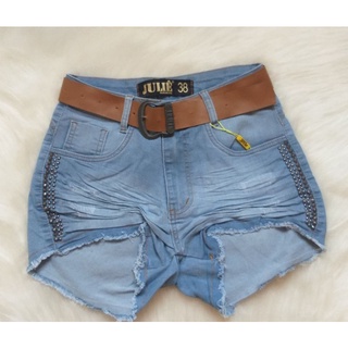 Shorts Jeans deluxe marca Juliê com lycra acompanha cinto, short Jeans com  cinto