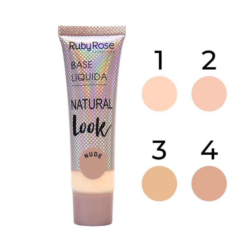 base líquida ruby rose natural look nude 1 a 4 tons claros e médias