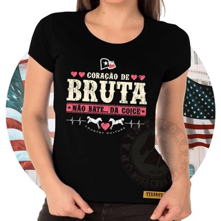 Camiseta country feminina preta texanos cowboy manga curta atacado peao