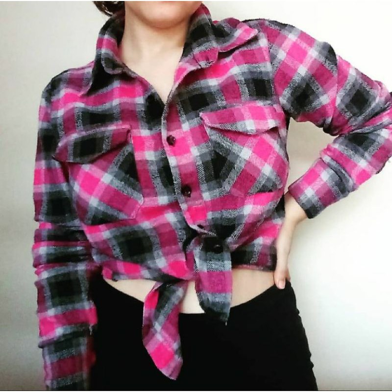 Camisa store quadriculada rosa