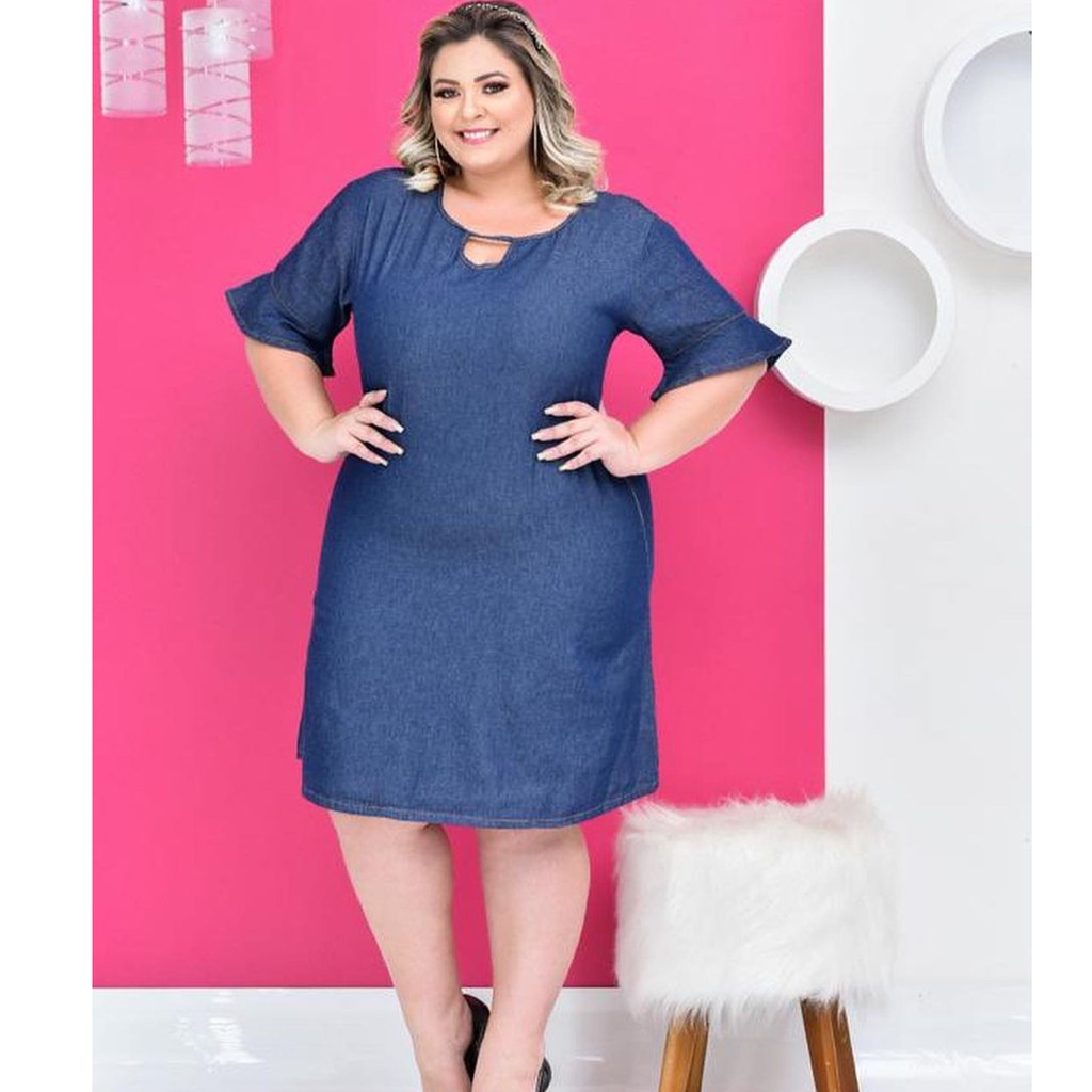 Vestidos jeans plus size 2024 baratos