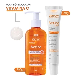 Sabonete de Limpeza Facial Profunda Actine Darrow 140g Vitamina C + Gel Secativo Espinhas Trat Acne