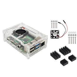 Kit Case Acrílico Proteção Para Raspberry Pi4 + Cooler + dissipadores + Calços.