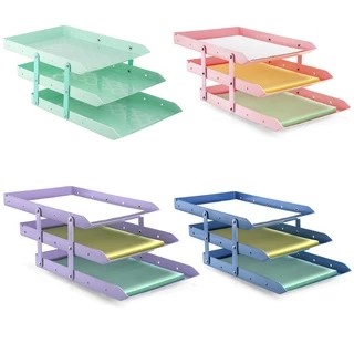 Caixa para Correspondencia Bandeja Tripla Móvel Cores Pastel Escritório Waleu em Oferta na Shopee