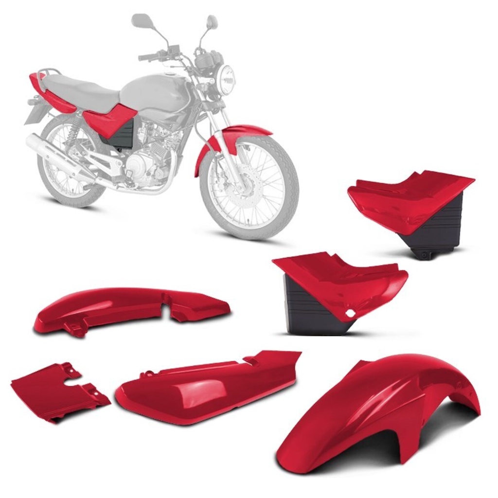 Kit de Carenagens Plástico Especial para Motocicleta Protork Conjunto da Moto YBR 125 2000-2008 Promoção.