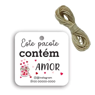 100 Tags Personalizadas 5X5 cm Varias Formas + 120 Adesivos de brinde