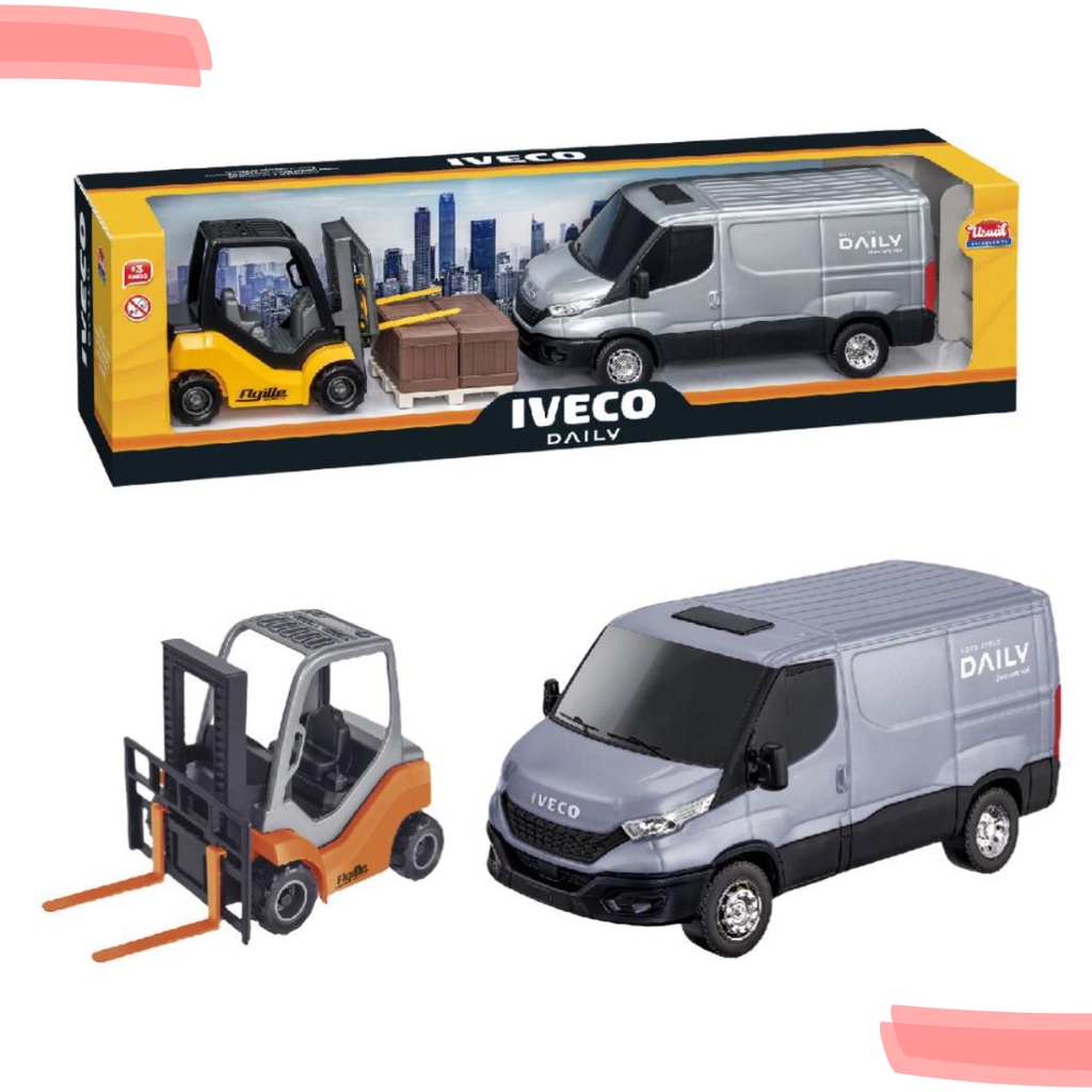 Miniatura Brinquedo Van Iveco Daily Empilhadeira Agille Lan Amento Envio Imediato Usual